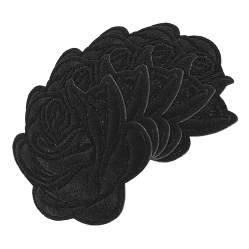 Tofficu 5st Rosenbeet Aufnäher Für Jeans Patch- Aufnäher Für Vintage-kleidung Knieflicken Für Kinderhosen Mini-flicken Zum Aufbügeln Rose Bügelbild Blumenbeet Flecken Baumwolle Black von Tofficu