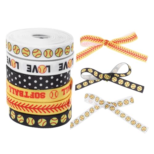 Tofficu 6 Rollen Baseballband Sportband Praktisches Geschenkband Baseball Softballbänder Baseball Ornamentband Kreative Kuchenbänder Cheerleader Spirit Band Aus Polyester von Tofficu