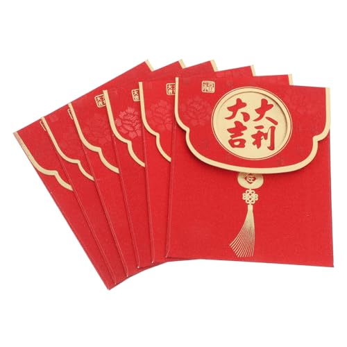 Tofficu 6 Stk Kleine Nylonbürste Geldumschlag Chinesische Neujahrsumschläge Hongbao-hochzeit Geldumschläge Für Bargeld Hochzeitsgeldumschläge Chinesische Neujahrsdekorationen Papier Rot von Tofficu