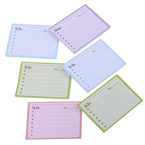 Tofficu 6 mehrfarbige Haftnotizen die Büroaufkleber Büro-Notizblöcke Aufkleber für Büronotizen Bretter memoboard notepad selbstklebende Memo-Aufkleber Aufkleber für Schulnotizen Papier von Tofficu