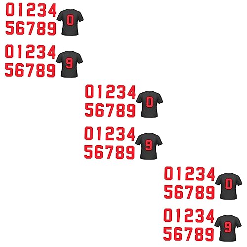 Tofficu 60 Stk Digitale Wärme übertragung abc wickeltasche säckchen sock-ons köstüme zahlenteufel Aufkleber aufnähen Wärmeübertragungsmuster Kleidungsdekorflecken Stoffnummern Plastik rot von Tofficu