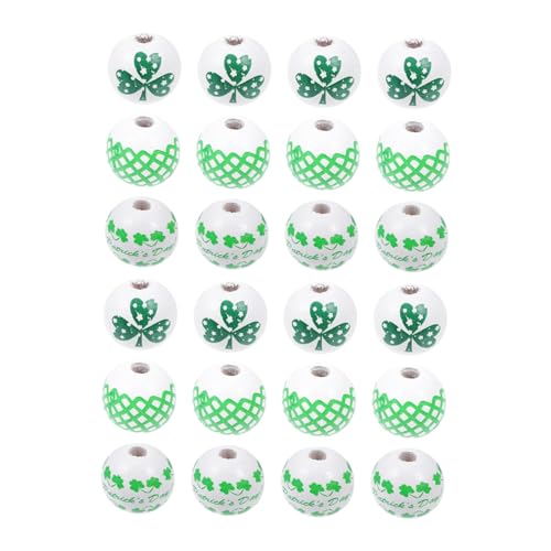 Tofficu 60 Stk Irische Holzperlen st patricks day dekoration bastelkasten St. Patrick's Day DIY DIY-Zubehör Perlen-Anhänger grüne Accessoires Armband Perlenmaterial lose Holzperlen von Tofficu