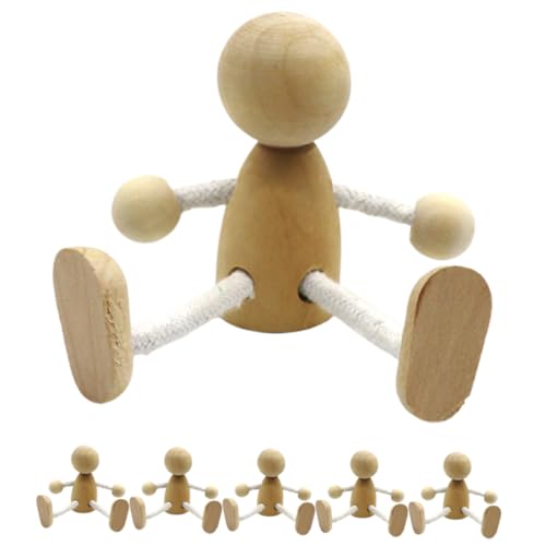 Tofficu 6St Holzfiguren ausmalen Mini-Menschen-Puppenroboter Bastelpuppe aus Holz Engel Peg Puppe kinder holzspielzeug holzfiguren menschen DIY Holzpflockpuppen DIY-Graffiti-Puppen hölzern von Tofficu