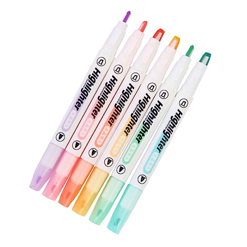 Tofficu 6st Textmarker Highlighter Mit Pinselspitze Gel-highlighter Doppelendige Marker Pastellmarker Bunte Highlighter Milder Farbhighlighter Colorful Plastik von Tofficu