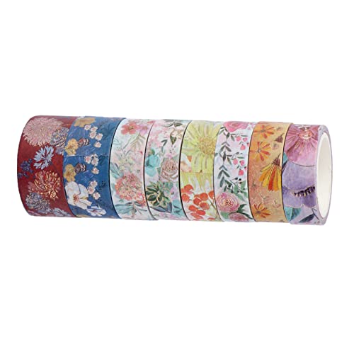 Tofficu 8 Rollen Blumen und Washi Tape Süßes Washi-Tape papierklebeband selber machen klebriges Papierband Kraftband semmel Dekorative Klebeband bronzierendes Band Handkontodruckband von Tofficu