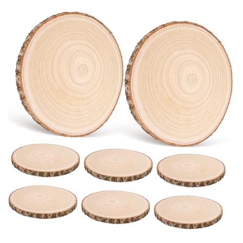 Tofficu 8 Stück Paulownia Leere Ausschnitte Unlackierte Rustikale Etiketten Holzsteakplatten Scheitholz Große Holzscheiben Für Tafelaufsätze Holz Zum Basteln von Tofficu