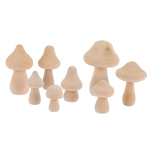 Tofficu 8 Stück Weiße Embryo Pilz Ornamente Mini Pilze Handbemaltes Kunsthandwerk Handbemalte DIY Pilze Unvollendete Steckpuppe Miniatur Pilze Unvollendete Menschenfiguren von Tofficu