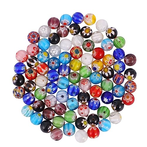 Tofficu 80 Stück Tausend Blumen Glasperlen Schmuck Spacer Perlen DIY Perlenmaterialien Schmuckperle Runde Lose Perlen Schmuckherstellung Perlen Schmuckzubehör Perlenkristalle Armband von Tofficu