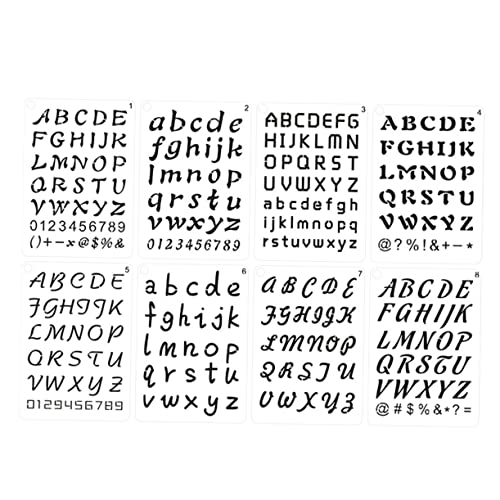 Tofficu 8St Malvorlage Alphabet-Schablone Buchstabenschablonen Zahlenschablonen Malschablonen Zahlenform Zahlen schablonen Stencil Beschriftungsvorlagen Englische briefvorlagen pet0.25mm von Tofficu