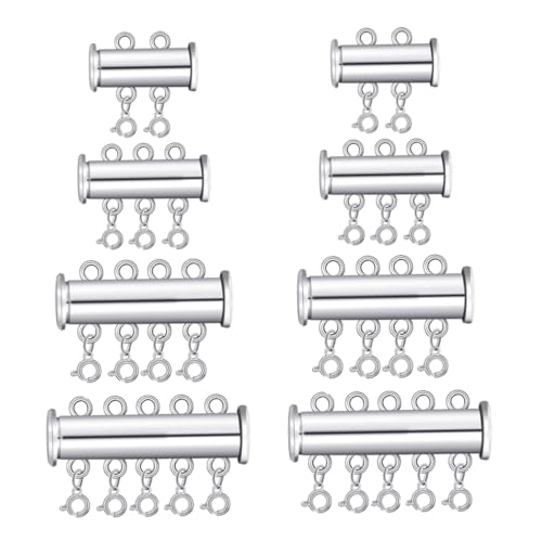 Tofficu 8st Perlenschnalle Mehrsträngige Gleitrohrverschlüsse Geschichtete Halskette Perlenschmuck Magnetverschlüsse Für Schmuck Geschichteter Halsketten-abstandshalter Legierung Silver von Tofficu