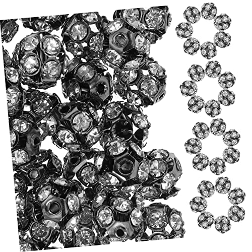 Tofficu 90St Bohrkugelabstandshalter loser Perlenanhänger Disco-Perlen Diamant runde Perlen Kreis-Halskette DIY-Perlen schmucksteine gemuse perlen perlen dekorative Perlen Kupfer Black von Tofficu