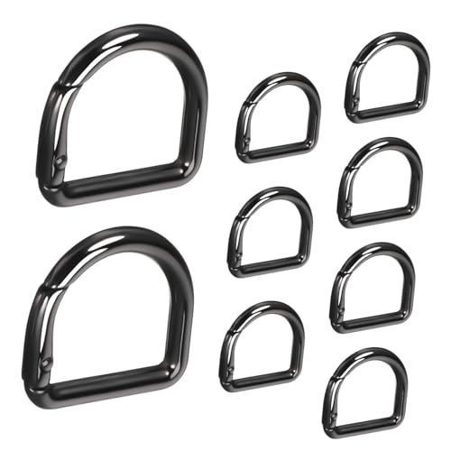 Tofficu 9st Federspule D-ringe Strapazierfähig Federringe Aus Metall Karabiner Als Schlüsselanhänger D-ring-feder-schlüsselhaken-clip D-ring-clips Metallclip Mini-karabiner Black Legierung von Tofficu