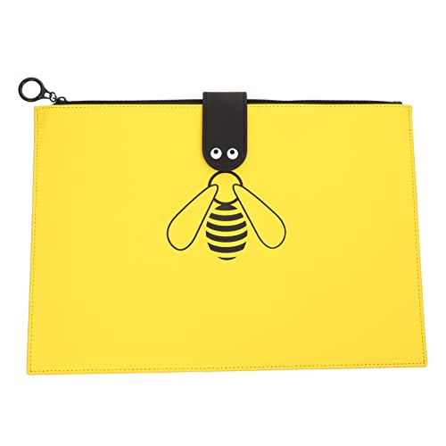 Tofficu Aktentasche fürs Büro Aktenordner Papier Dokumentenorganisator Veranstalter dokumentieren aufbewahrungstasche Büromappe folder Quittungsorganisator Rechnungsinhaber Leder Yellow von Tofficu