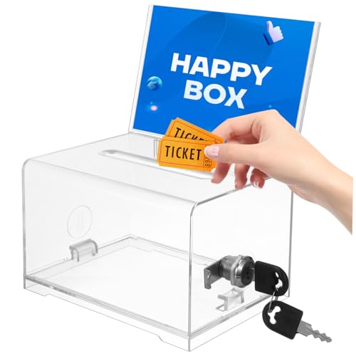 Tofficu Box Box Visitenkartenetui Kasse System Tür Deckel Streich aufbewahrungsdose storage boxes Spendenbox vorratskiste key box briefumschläge Trinkgeldglas Spende Dose Acryl Transparent von Tofficu