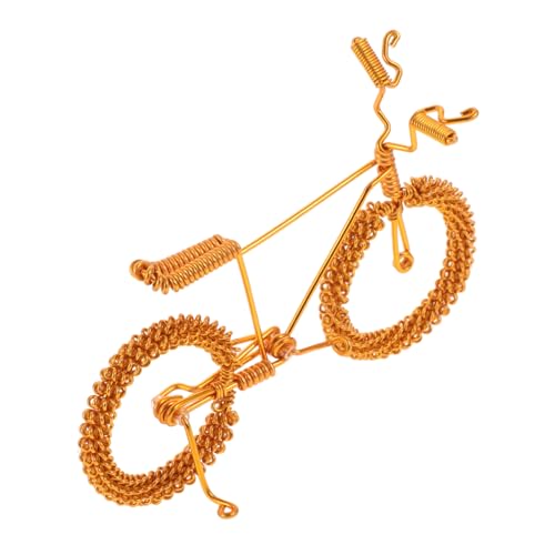 Tofficu Fahrradmodell winzig künstlich Miniatur künstlich Mountainbike-Modell Fahrrad Sammlerstück Alu Draht Fahrrad Miniatur-Fahrradornament Mini-, Mini-Fahrrad Aluminiumdraht Golden von Tofficu