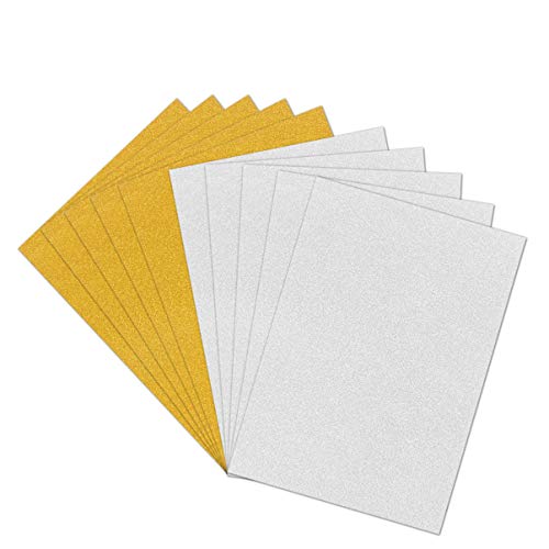 10 Blatt A4 Glitzerpapier zum Basteln und Gestalten, 11,7 X 8,3 Zoll, Gold & Silber, FüR Diy Bastelprojekte, Scrapbooking, Weihnachtskarten, Partydekorationen von Tofficu