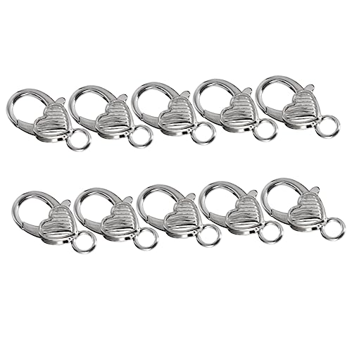 Tofficu Herzform Lobster Claw Clasp Aus Silberne Karabiner Verschlüsse Für Schmuckherstellung DIY Halsketten Und Armbänder Zubehör Für Taschen Und Schlüsselanhänger von Tofficu