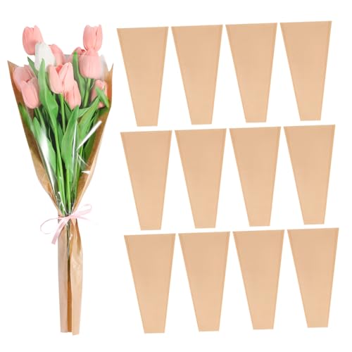 Tofficu Kraftpapier Blumenverpackung Umweltfreundliche Geschenkverpackung Für Rosen Und Blumensträuße Mittelgroße Transparente Tüten Für Kreative Blumenarrangements von Tofficu