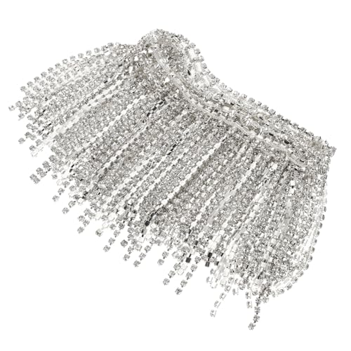 Tofficu Lange Strass Quastenkette Hochzeitsdekoration Brautgürtel Brautschärpe Exquisite Strass Quasten Applikationen Verzierungen Hochzeitsaccessoires Schmuck Strass Klauenkette von Tofficu