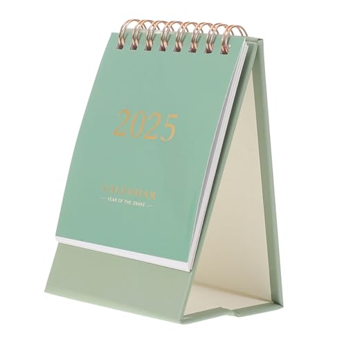 Tofficu Mini Tischkalender Kleine 2025-kalender Desktop Büro-schreibtischleuchte Monatsplaner Kalender Tischkalender-notizblock Kleiner Tischkalender 2024-2025 Dark Green Papier von Tofficu