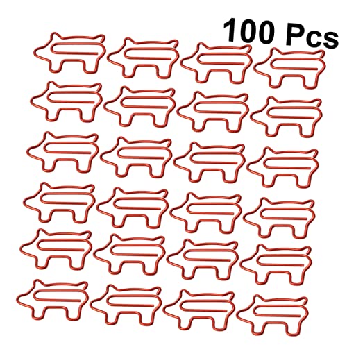 Tofficu 100 Stück Lesezeichen in Schweineform Dekorative Büroklammern Metall-büroklammern Aktenklammern für Die Schule Heimdekoration von Tofficu