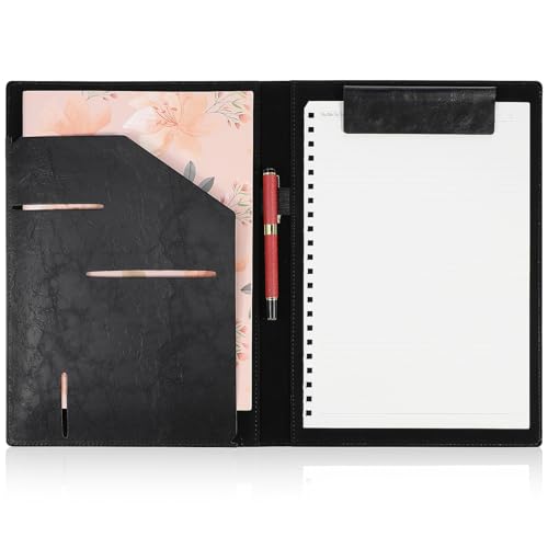 Tofficu Ordnerschiene Zwischenablage Geschäftsportfolio Notizblockhalter Business-portfolio-männer Dokumenten-organizer-folio Dokumentenmappe Padfolio Für Frauen Arbeitsmappe Pu Black von Tofficu