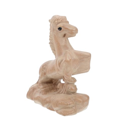 Tofficu Ornamente Dara Bemaltes Holzpferd Geschnitzte Tiere In Holzarbeit Pferdestatue Bronzepferd Tierdekoration Caballos De Decoracion Geschnitzte Gemäldestatuen Beige von Tofficu