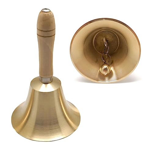 Tofficu Partyhandglocke Tragbare Serviceklingel Kirchenhandglocken Handglocke Läuten Weihnachtsessen Glocke Abendessen Glocke Handheld Laute Handglocke Vintage Serviceklingel Golden Bambus von Tofficu