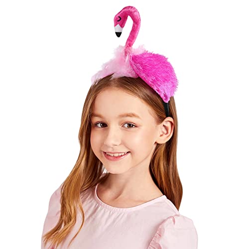 Tofficu Rosa Flamingo-Stirnband Süßer Flamingo-Hut Hawaii-Flamingo-Stirnband Kreativer Kopfschmuck Für Frauen Karneval Tropische Party Haar-Accessoire von Tofficu