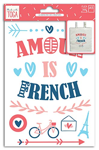 Hergestellt mit Toga Transfer-Stoff, 15 x 21 cm, Liebe is French, mehrfarbig, nicht anwendbar von Toga