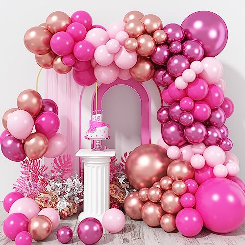 125 Stück Luftballon Girlande Rosa Rosegold, Pastell Rosa Pink Magenta Fuchsia Lila Rosegold Ballon Girlande Set für Mädchen Frau Geburtstag Babyparty Hochzeit Verlobung Prinzessin Party Deko von Togvu