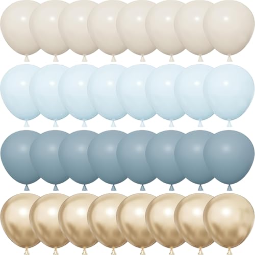 Luftballons Dusty Blau, 55 Stück 12 Zoll Retro Blau Baby Blau Pastell Blau Luftballon mit Sand Weiß Metallic Gold Ballons für Babyparty Geburtstag Hochzeit Gender Reveal Jubiläum Brautparty Dekoration von Togvu