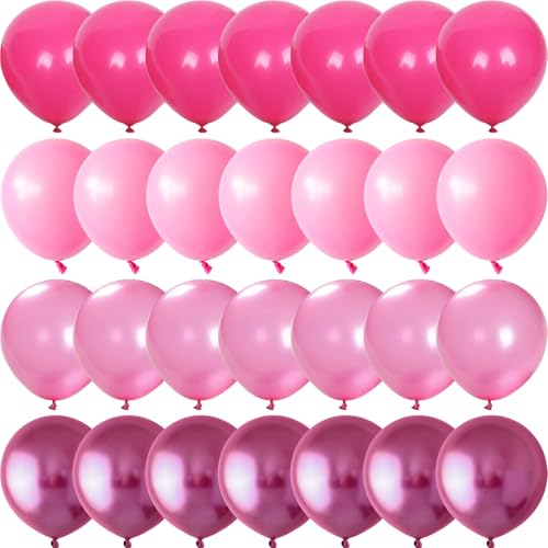 Luftballons Rosa, 55 Stück 12 Zoll Baby Rosa Metallic Pink Luftballon, Fuchsia Magenta Pink Pastell Rosa Pink Luftballon für Mädchen Frauen Geburtstag Babyparty Hochzeiten Prinzessin Party Dekoration von Togvu