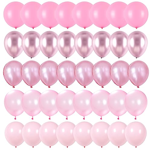 Rosa Luftballons Set, 60 Packungen 30,5 cm verschiedene Farbtöne Metallic Rosa Perle Rosa Macaron Rosa Hellrosa Luftballons für Mädchen Frauen Geburtstag Hochzeit Babyparty Prinzessin Party von Togvu