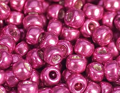 Japanische Rocaille-Perlen, verzinkt, Fuchsia, 2,2 mm, 11/0, 100 g. von Toho