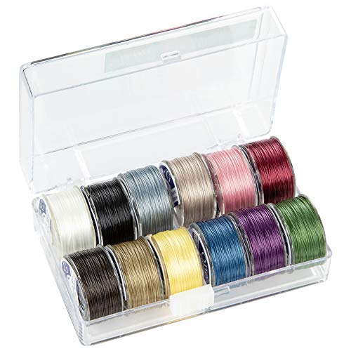 Toho One-G Perlenfäden, 12 Stück, mit Etui, 12 Farben, mit Etui (#1) – Farbsortiments-Nr. 1 von Toho