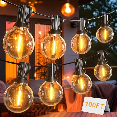 Toipwen LED Lichterkette Außen, 30M Wasserdicht Outdoor Lichterkette mit 50+2 G40 Warmweiße Glühbirnen Kunststoff, Erweiterbar Lichterketten für Außen & Innen Partys, Garten, Hochzeiten, Terrasse von Toipwen