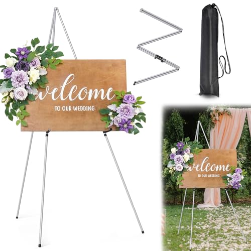 Portable Künstler Staffelei Stand, Einstellbare Easy Folding Art Poster Metall Stand Höhenverstellbares Staffelei Set für Hochzeit Poster Innen Außen (Weiß) von Tokenhigh