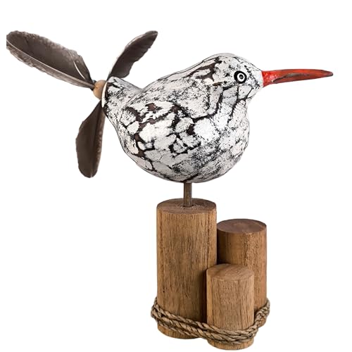 Tokoindah Vogel Windspiel Möwe Erna – Handgeschnitzte Holzfigur mit echtem Feder-Propeller – Maritime Deko im Shabby Chic Stil, Unikat für Balkon, Garten, 15 cm hoch Tokoindah Vogel Windspiel Möwe Erna – Handgeschnitzte Holzfigur mit echtem Feder-Propeller – Maritime Deko im Shabby Chic Stil, Unikat für Balkon, Garten, 15 cm hoch von Tokoindah