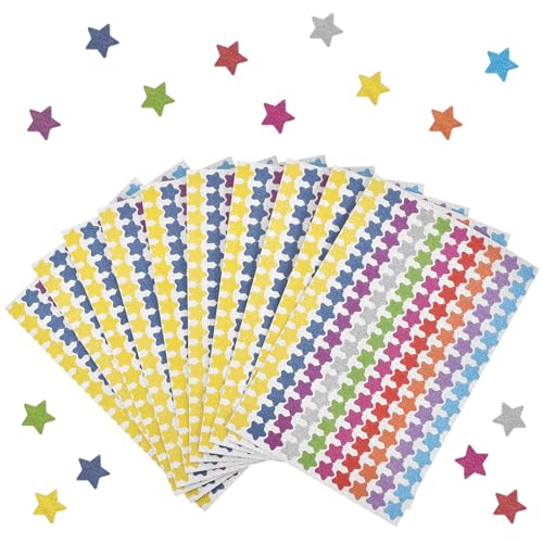 1500 Stück /10 Blätter Stern Aufkleber, Bunte Laser Sternaufkleber Selbstklebende Belohnungssticker für Belohnungsdiagramm, Scrapbooking, Hervorgehobene Markierungen, DIY-Handwerk von Tolenre