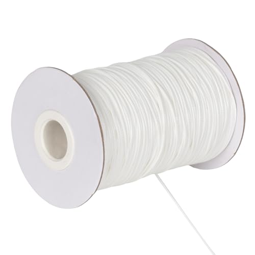 160m x 1mm Nachahmung Leder Thread Geflochten Gewachst String Wachsschnur Satinschnur, Perlenfaden Rund Bastelschnur Reißfeste Kordel gewachst für Halsketten Armbänder DIY Schmuckherstellung (Weiß) von Tolenre