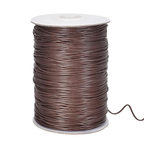 160m x 1mm Nachahmung Leder Thread Geflochten Gewachst String Wachsschnur Satinschnur, Perlenfaden Rund Bastelschnur Reißfeste Kordel gewachst für Halsketten Armbänder DIY Schmuckherstellung (Kaffee) von Tolenre