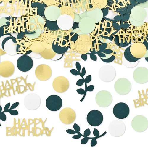 200 Stück Happy Birthday Konfetti Geburtstag Gold Grün, Geburtstag Deko, Tischdeko Streudeko Geburtstag Gold, Glitzer Confetti für Happy Birthday Deko, Party Dekoration (Salbei) von Tolenre