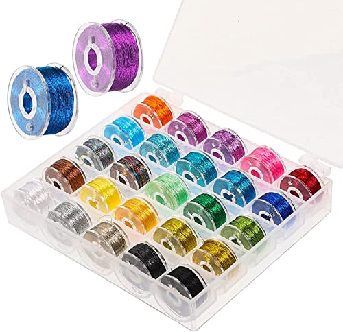 25 Rollen Polyester Stickgarn Nähgarn Metallic Faden Nähmaschinengarn Sliber Maschinen Stickgarn Polyester Faden für Nähmaschine Overlockgarn zum Nähen, Kreuzstich, Sticken, Handstricken, 25 Farben von Tolenre