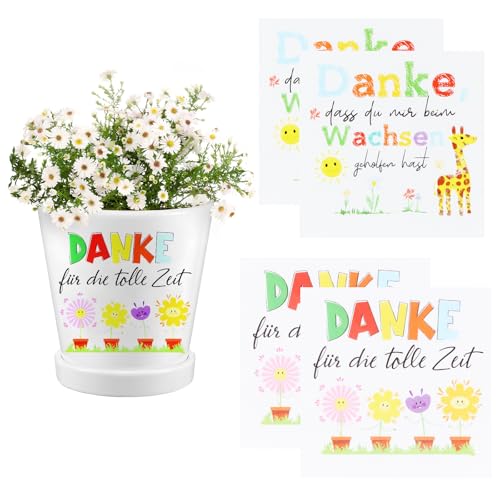 4 Aufkleber für Blumentopf Erzieherin Geschenk Danke, dass du mir beim Wachsen geholfen hast Rub on Sticker Blumentöpfe Transferaufkleber Dankeschön Abschiedsgeschenk Kita Kindergarten von Tolenre