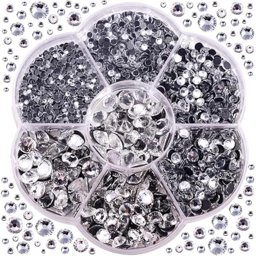 Hotfix Strasssteine Schwarz 3000pcs Hotfix Strass Schwarz, Glas Kristall Mit Strass, Kristall Strasssteine Zum Basteln, Rhinestones Schwarz, 7 Größen 2-6.6mm, Für Kleidung Schuhe Und Diy Handwerk von Tolenre