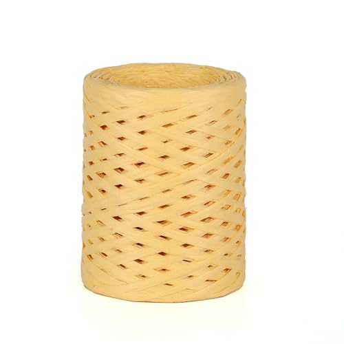 Raffiabast Natur 100m Bast Papierband, Bast Raffia Naturbast, Naturbast Papierband, Raffia Bast Braun, Für Handwerksprojekte, Geschenkverpackung, Weben Und Gärtnern (Ca. 4mm Breit) von Tolenre