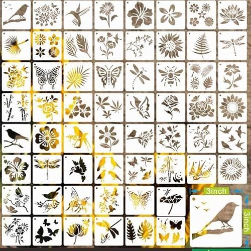 Schablonen Zum Malen Natur 60 Stück Kleine Schablonen Zum Malen Blumen, Zeichenschablonen, Wiederverwendbare Schablonen Zum Malen, Malschablonen Blätter, Painting Stencil Flower, Diy Schablonen von Tolenre