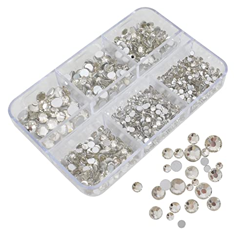 Ungefähr 900-1000Pcs 6 Größen Glitzersteine, Strasssteine Nägel, Kristall Nägel Strasssteine, Rhinestones Nail Art, Nagel-Edelsteinen, Kristall Nägel Strasssteine für Nagel, Bekleidung, DIY Handwerk von Tolenre