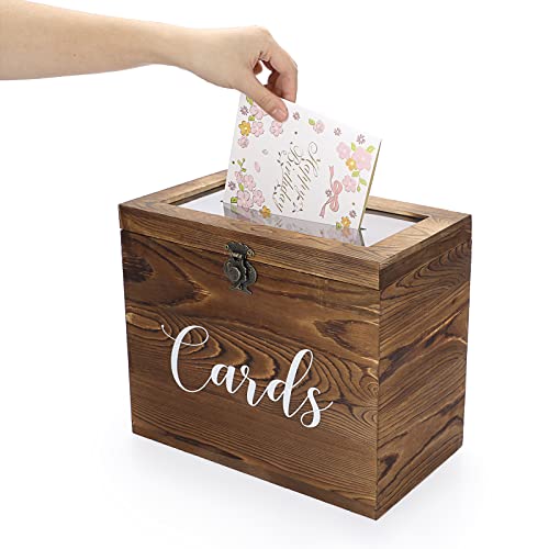 Tolida Holz Hochzeit Kartenbox mit Schloss, Rustikale Grußkartenhalter Box für Hochzeit Empfang, Hochzeit Andenken Box, Empfang Tisch Kartenbox für Geburtstag Weihnachten Party von Tolida